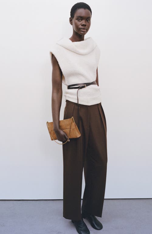 Mango Quilted Suede Shoulder Bag In Medium Brown