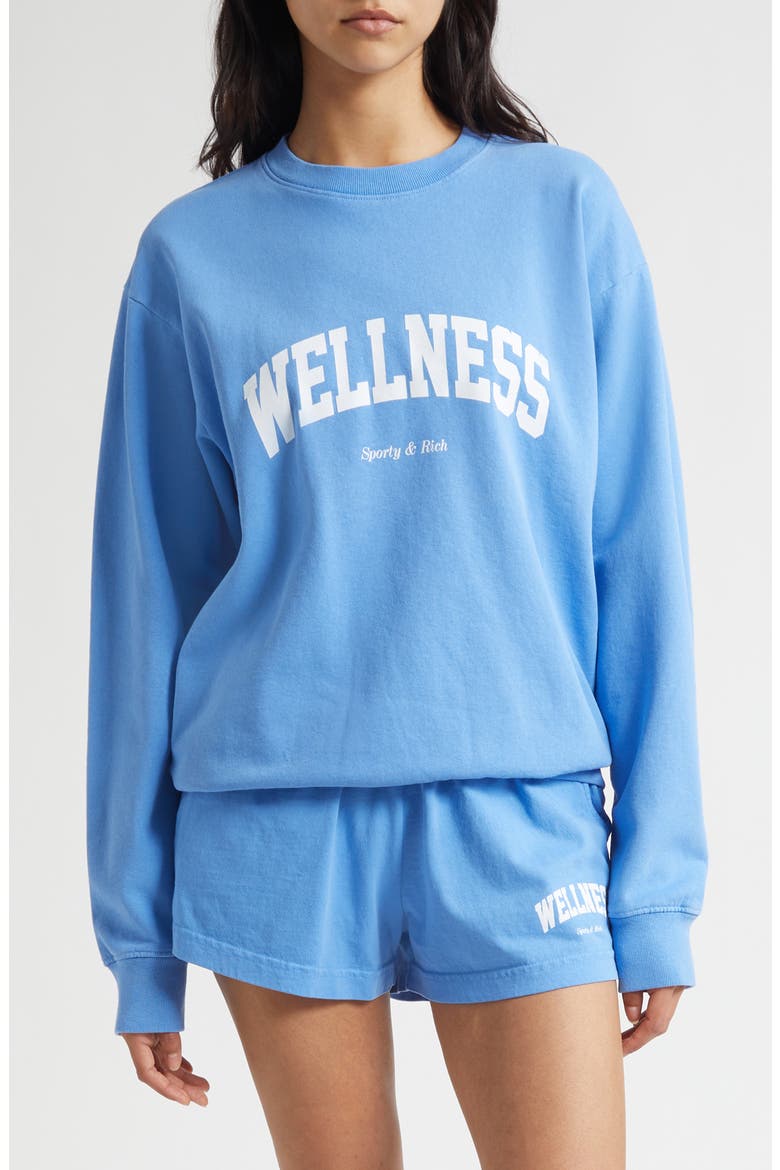 Wellness Ivy Cotton Graphic Sweatshirt, Main, color, FLAX BLUE