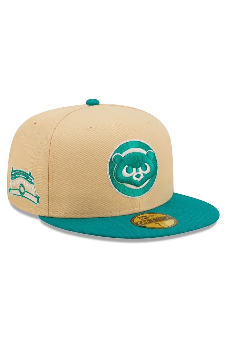 Men's New Era Natural/Teal Chicago Cubs Mango Forest 59FIFTY fitted hat, Main, color, Natural