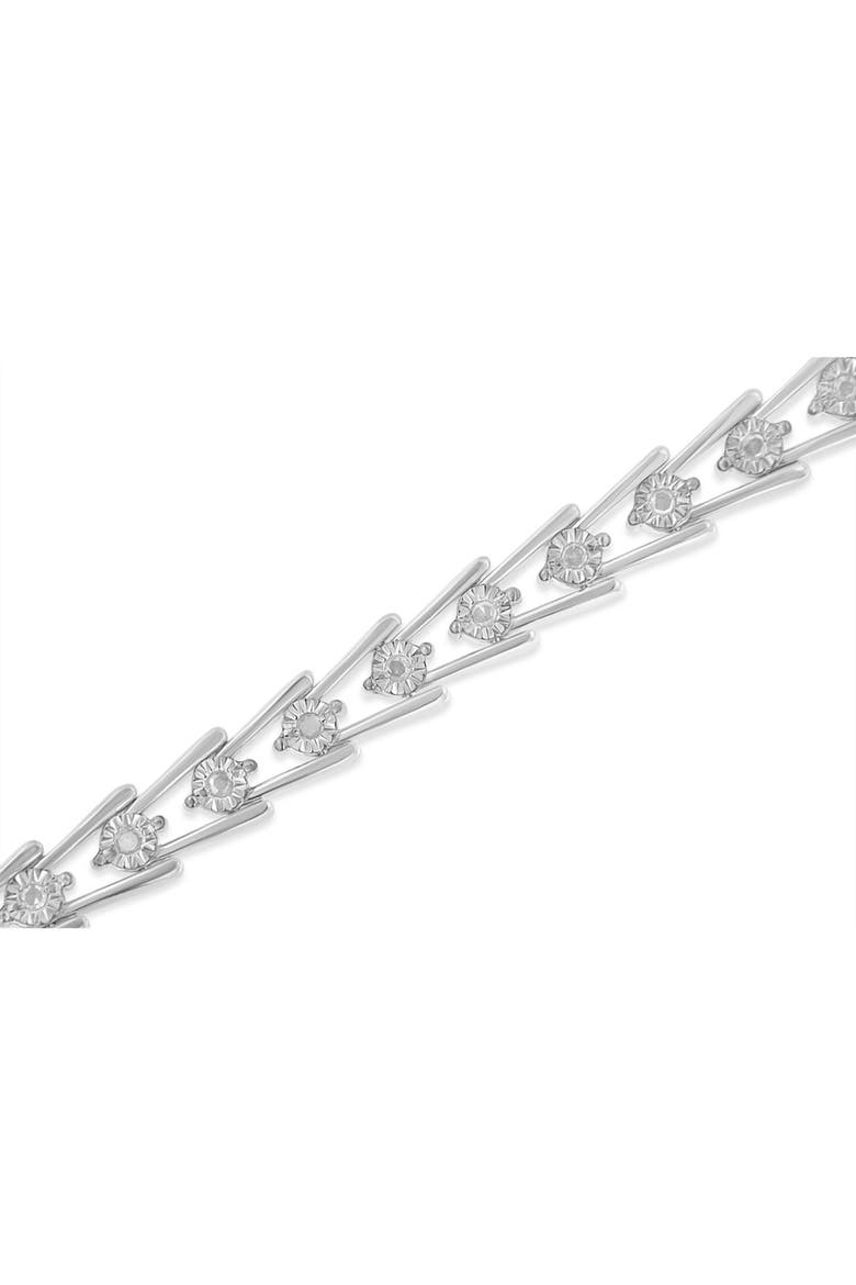 Silver Diamond Wave-Style Link Bracelet, Alternate, color, White