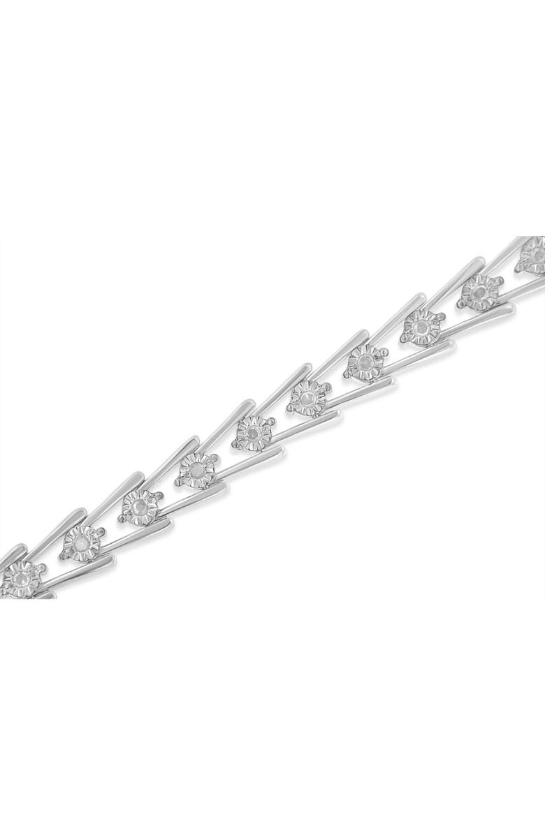 Haus of Brilliance Silver Diamond Wave-Style Link Bracelet, Alternate, color, White