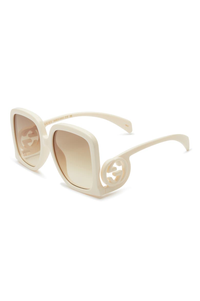 58mm Square Sunglasses, Alternate, color, IVORY IVORY BROWN