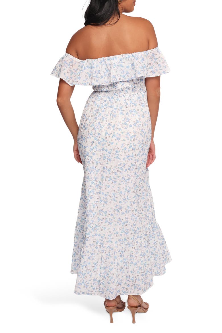 Priscilla Off the Shoulder Cotton Maxi Sundress, Alternate, color, BLUE FLORAL