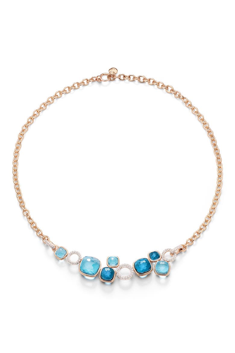 Nudo Sky Blue Topaz & Diamond Pavé Necklace, Main, color, ROSE/ WHITE GOLD/ BLUE TOPAZ