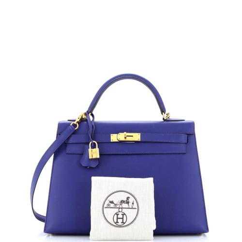 Pre-owned Hermes Hermes Kelly Handbag Blue Epsom With Gold Hardware 32