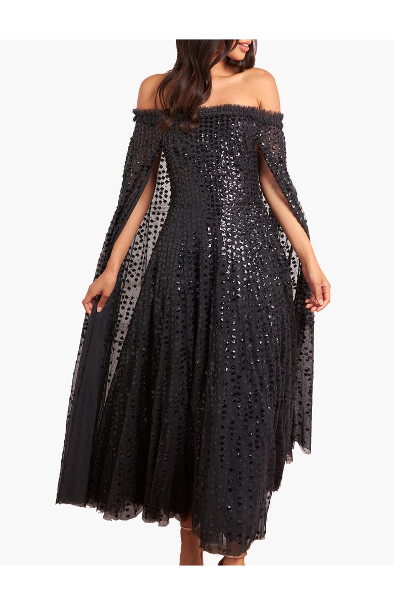 Needle & Thread Raindrop Cape Ankle Gown, Main, color, Graphite