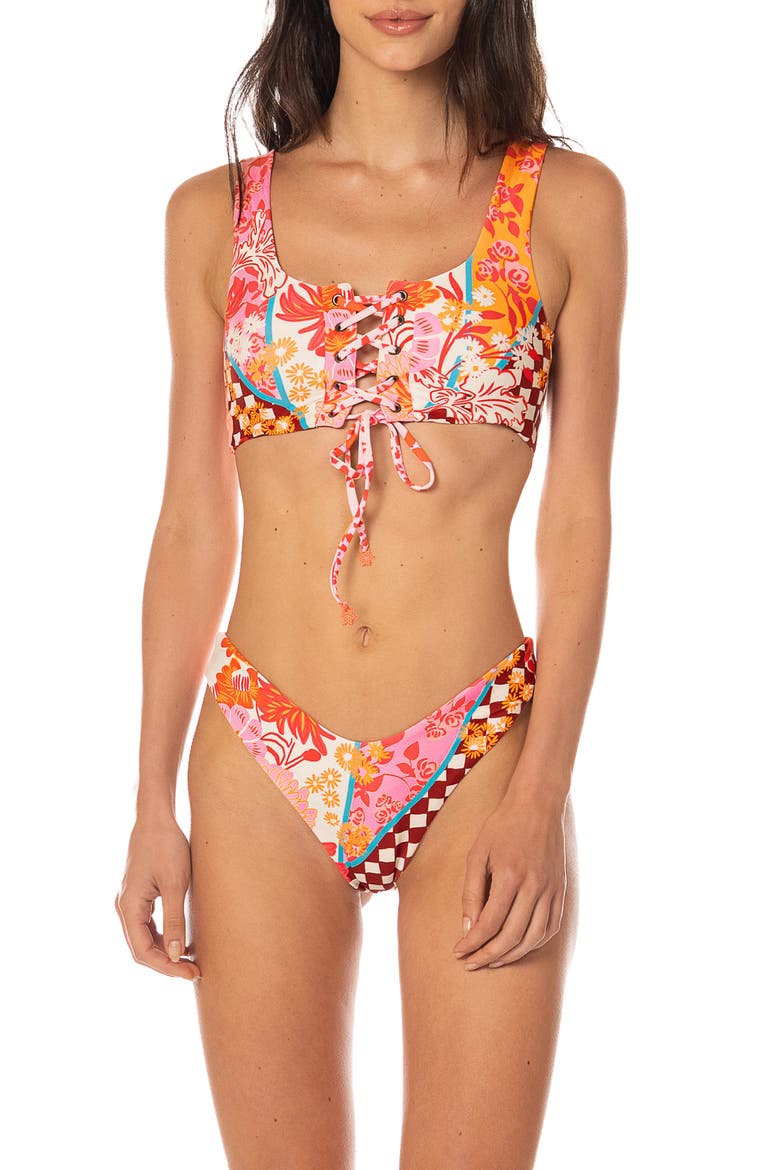 Cosmic Tropic Sunflash Splendor Reversible Bikini Bottoms, Alternate, color, OPEN PINK
