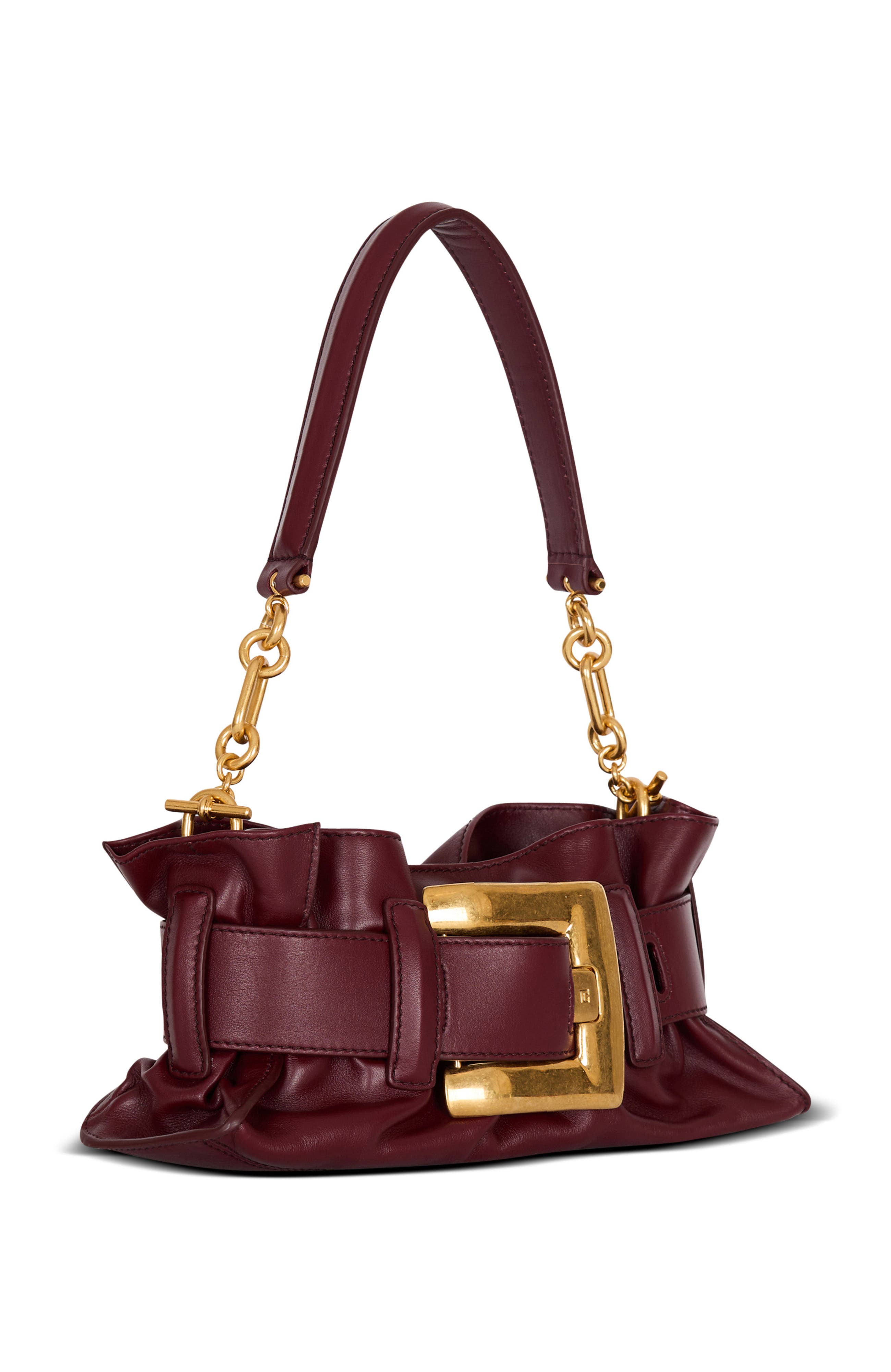 Balmain Mini Anthem Bag In Calfskin Leather, Alternate, color, Brown