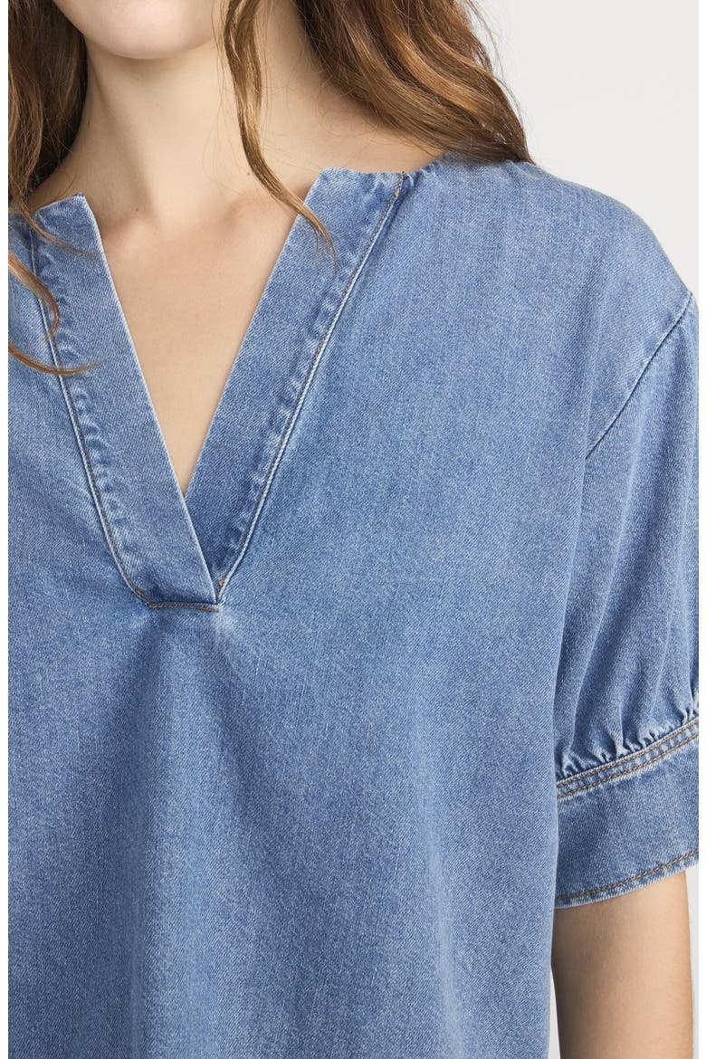 V-Neck Denim Popover Top, Alternate, color, SORA
