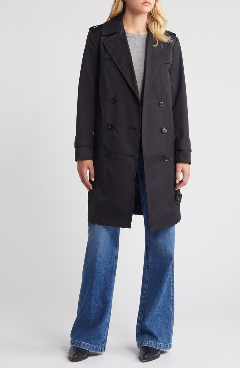 BCBGMAXAZRIA Double Breasted Belted Trench Coat, Alternate, color, 