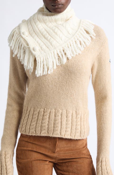 Fringe Alpaca & Wool Blend Cabled Rib Scarf