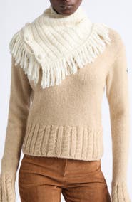 Moncler Fringe Alpaca & Wool Blend Cabled Rib Scarf
