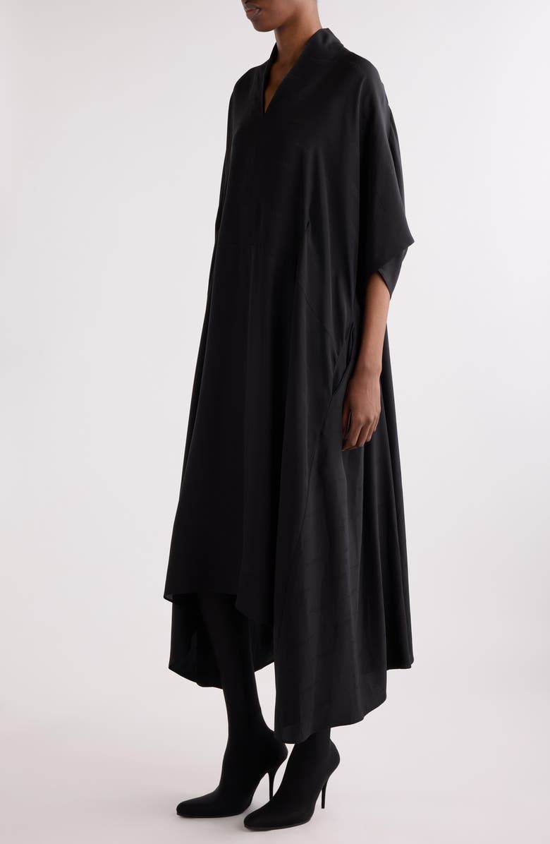 Balenciaga Jacquard Logo Oversize Silk Dress, Alternate, color, 1000 Black