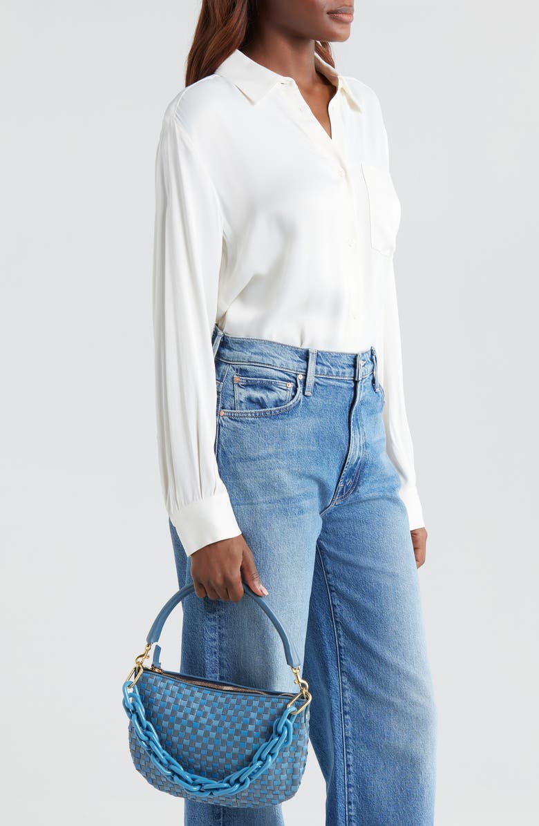 Clare V. Petit Moyen Woven Leather Messenger Bag, Alternate, color,