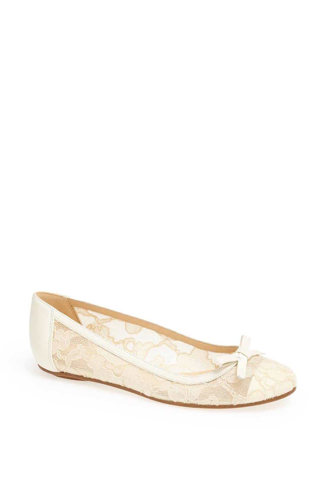 'banner' lace & leather flat, Main, color, WHITE LACE/ NAPPA