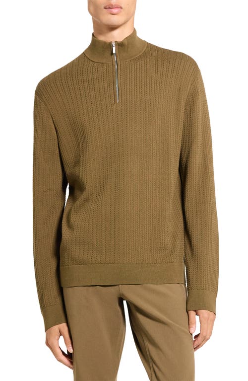 Theory Walton Quarter Zip Sweater In Brown