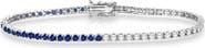 ALLUREZ Lab Grown Diamond & Blue Sapphire Eternity Tennis Bracelet 14K