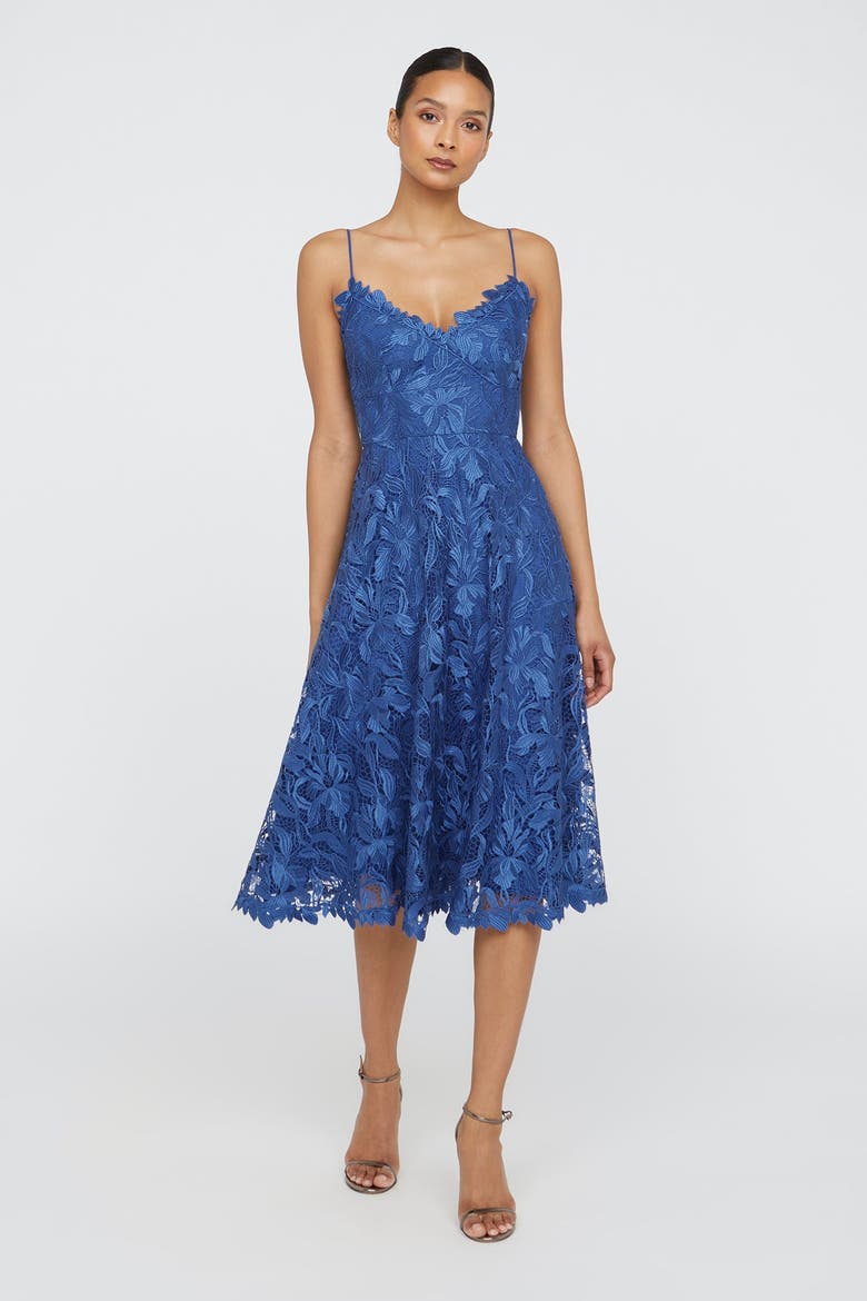 Ainslie Lace Midi Cocktail, Alternate, color, Blue Mirage