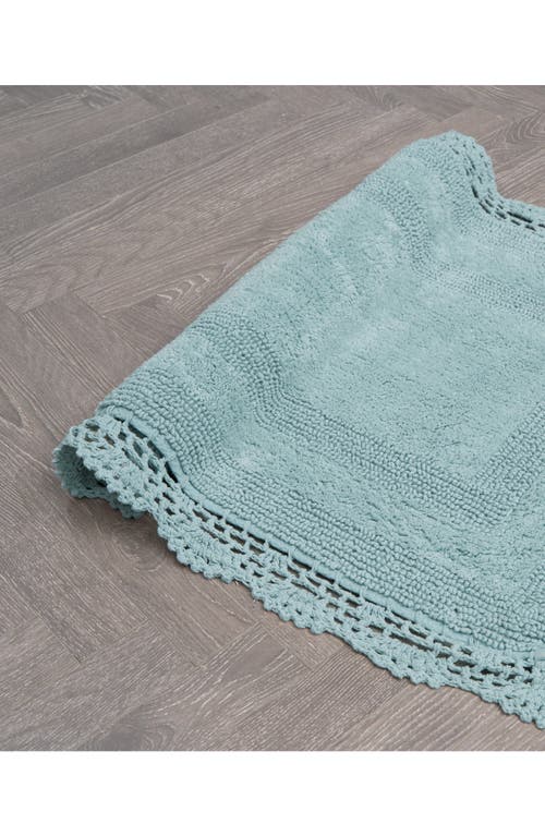 Laura Ashley Reversible Crochet Cotton 2-piece Bath Mat Set In Blue