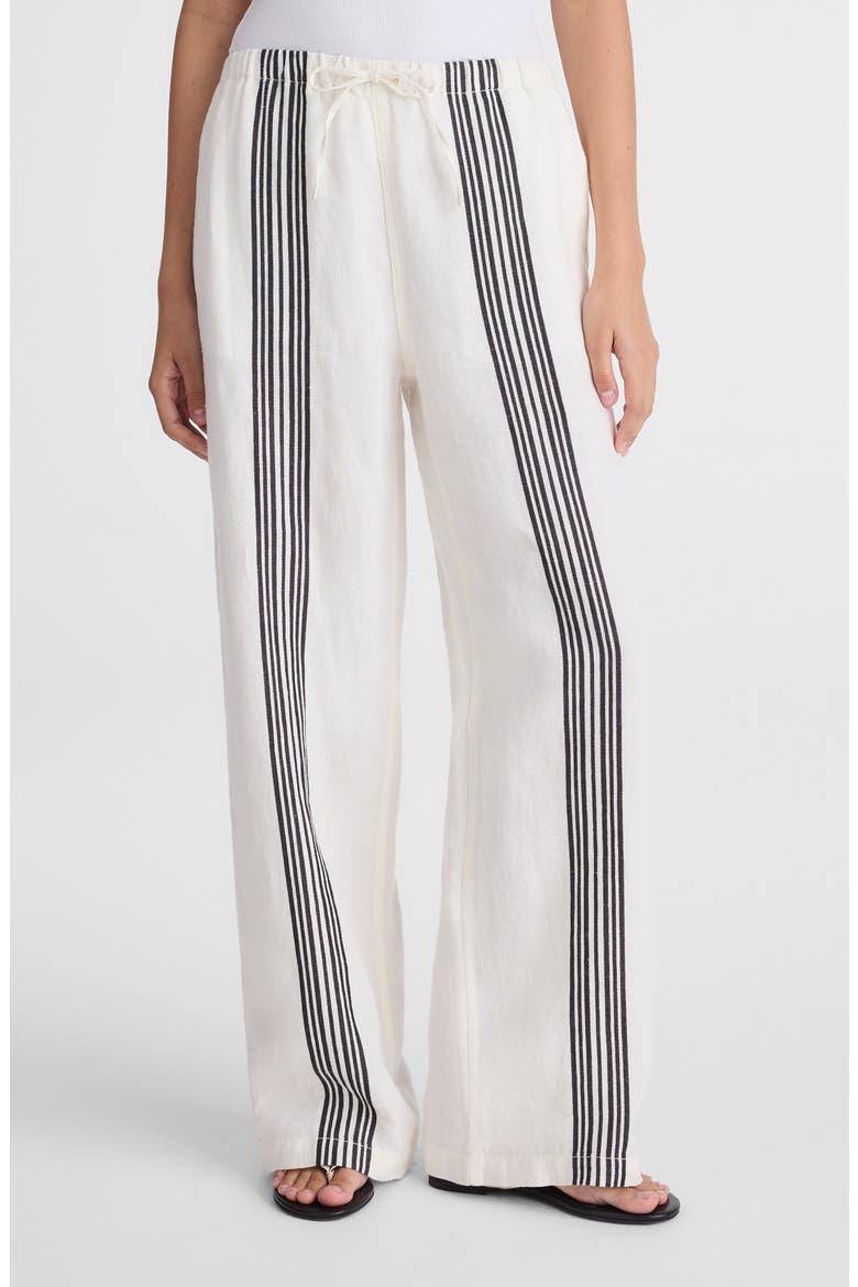 Linen Blend Pull-On Pants, Main, color, BOLD PLACEMENT STRIPE BLACK