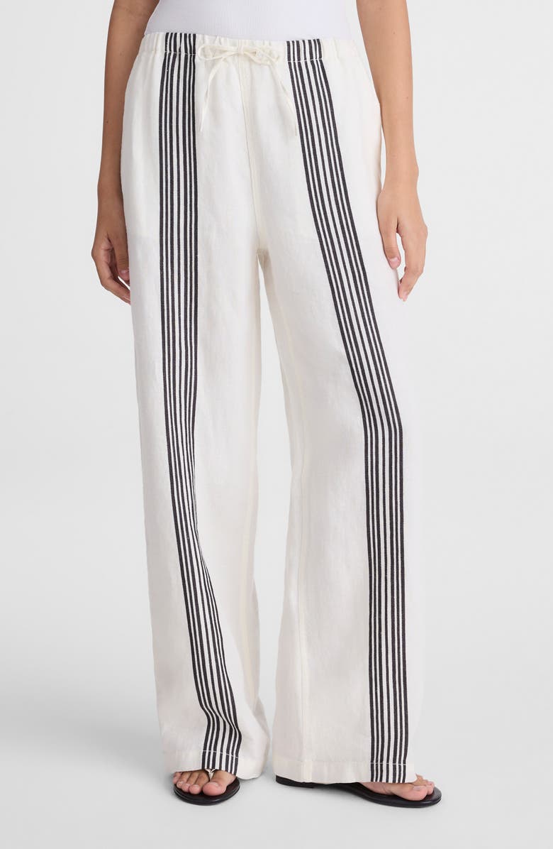 Madewell Linen Blend Pull-On Pants, Main, color, Bold Placement Stripe Black