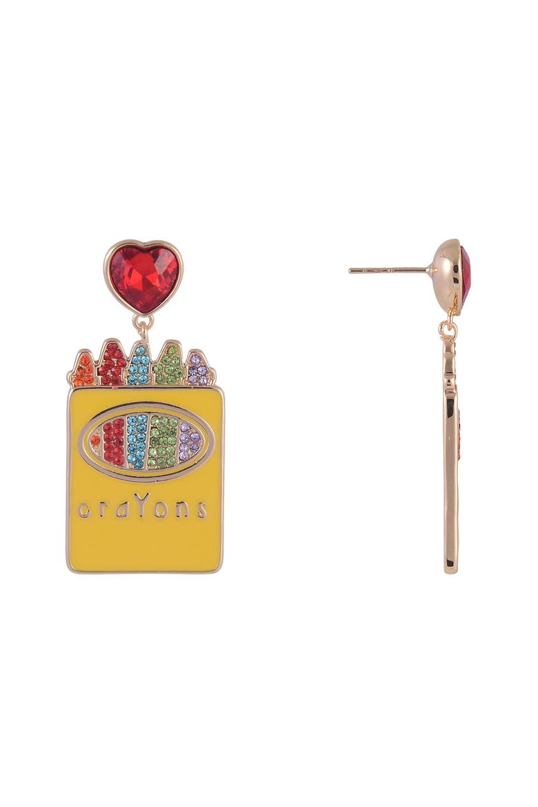 Enamel Crayon Earrings, Alternate, color, Yellow