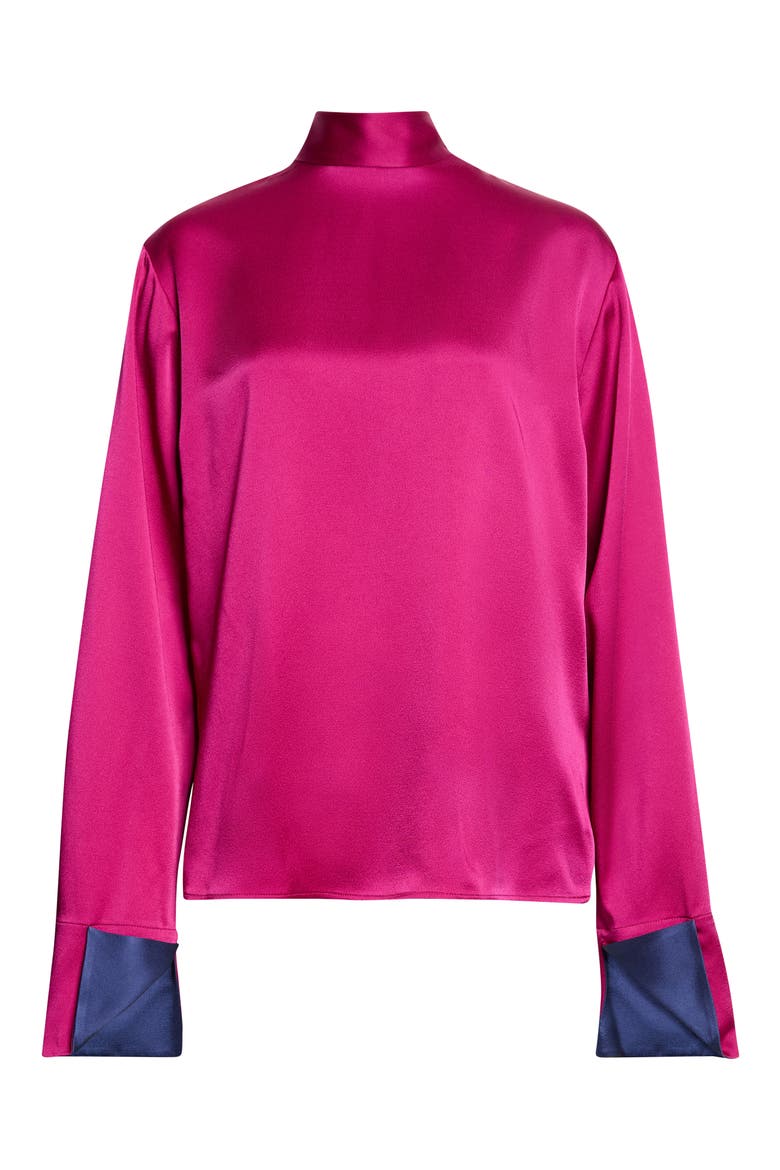 Tie Back Satin Top, Main, color, DARK RASPBERRY