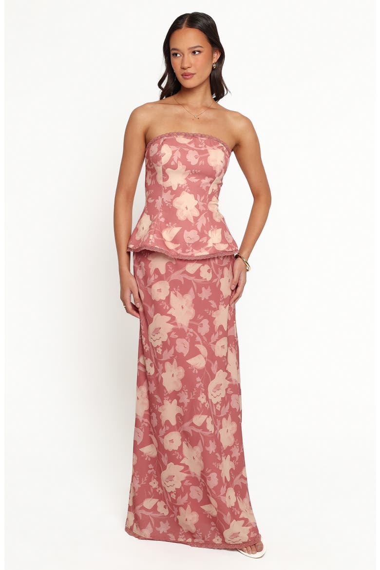 Mera Strapless Peplum Top, Alternate, color, TERRACOTTA FLORAL