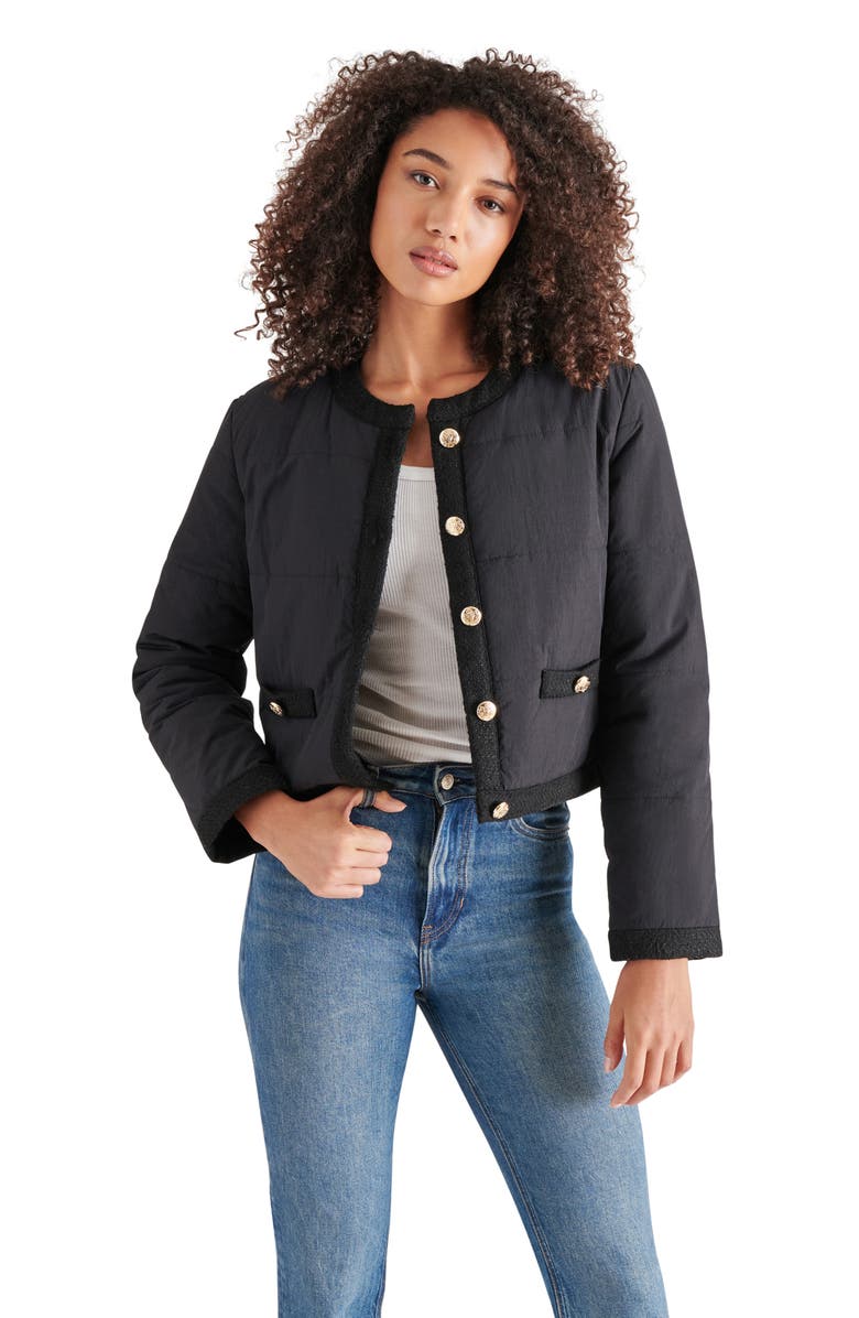 Steve Madden Coppelia Tweed Trim Puffer Jacket, Alternate, color, 