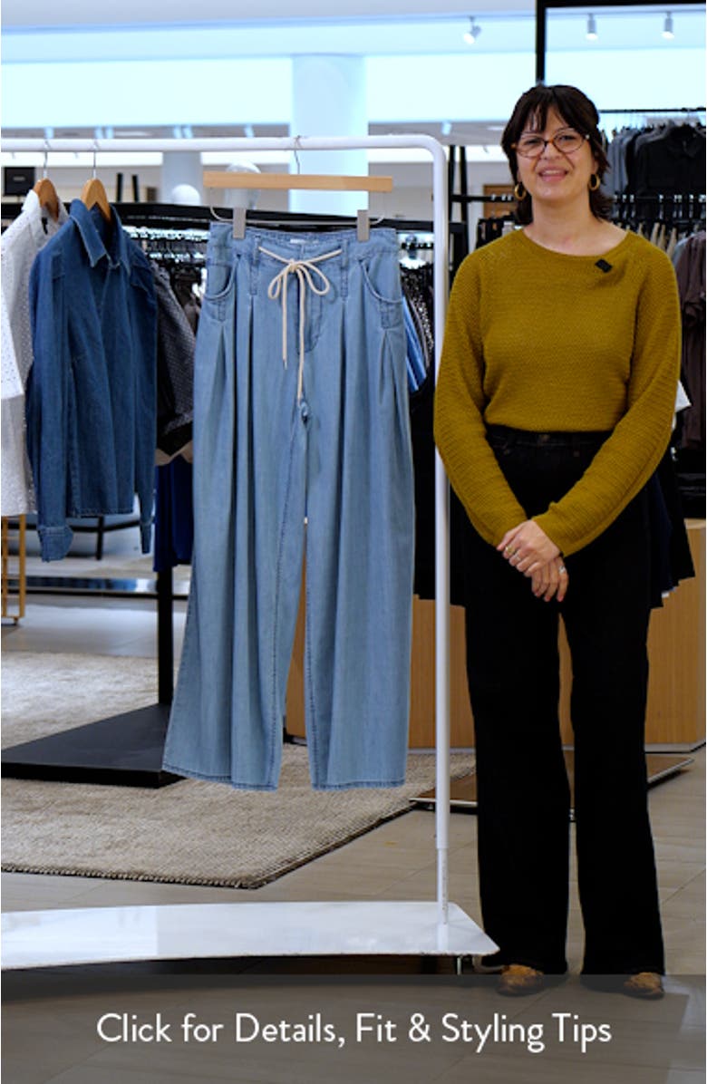 Pleated Drawstring Wide Leg Denim Pants, sales video thumbnail