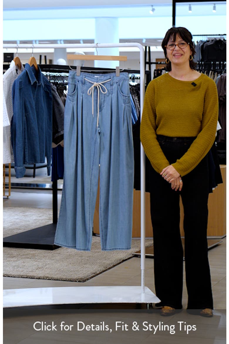 Pleated Drawstring Wide Leg Denim Pants video