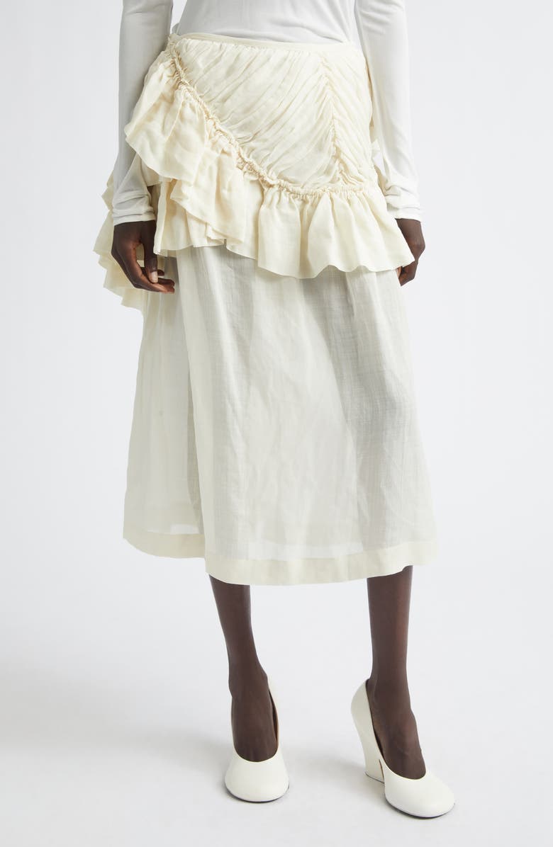 Dries Van Noten Shelby Ruffle Mousseline Convertible Skirt, Main, color, Ivory