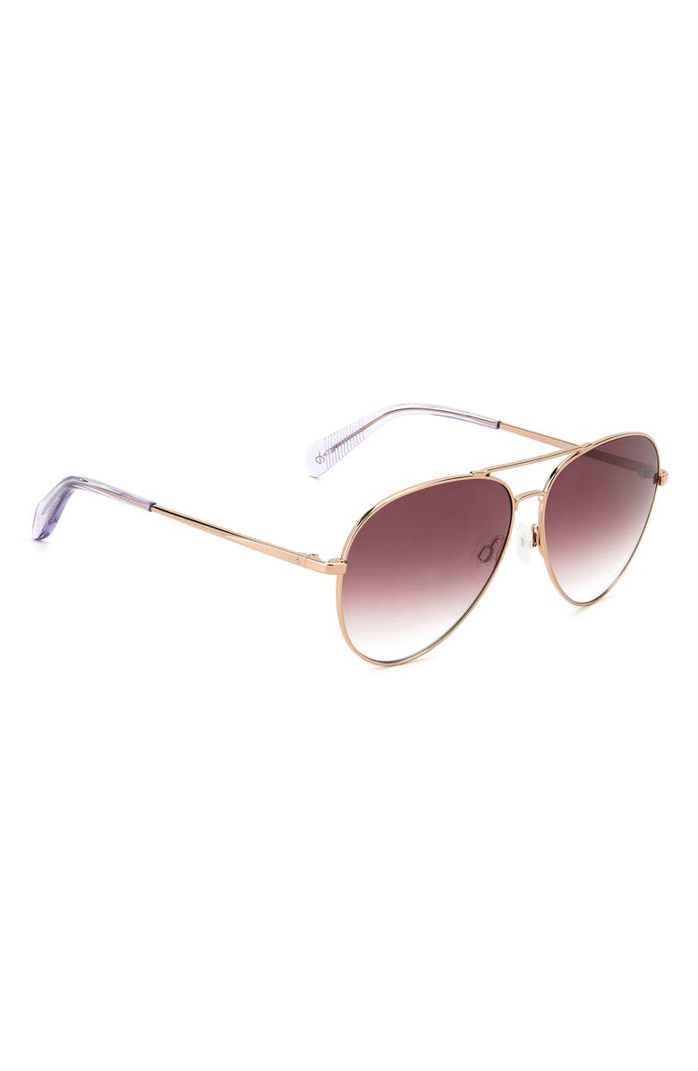 rag & bone 59mm Aviator Sunglasses, Alternate, color, Red Gold/ Burgundy Shaded