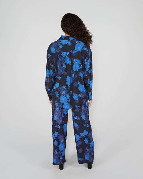 Lords Of Harlech Sophie Silk Oversized Shirt In Blue