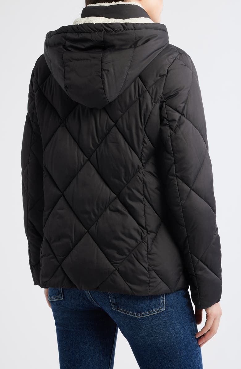 Lauren Ralph Lauren Quilted Diamond Puffer Coat with Removable Hood, Alternate, color, Black