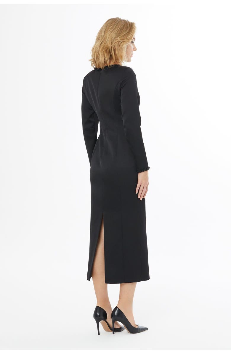 Gizia Maxi Dress with Neckline Trim Accessory and Zippers, Alternate, color, Black