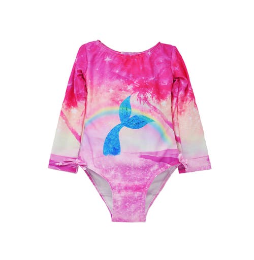 Flap Happy Girl's Upf 50+ Charlie Long Sleeverash Guard Swimsuit In Rainbow Splash