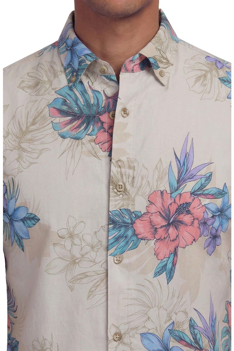 Exotic Floral Mens Knit Shirt, Alternate, color, EXOTIC FLORAL NEUTRAL