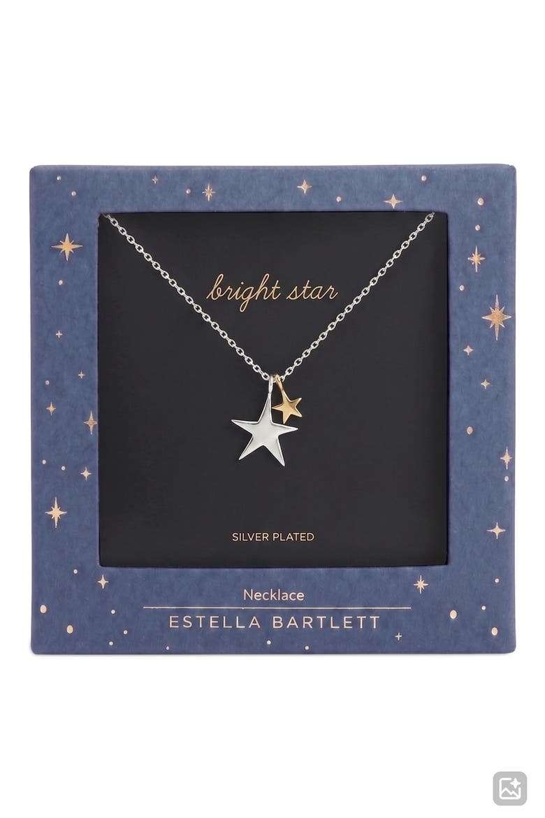 Double Star Necklace, Alternate, color, SILVER