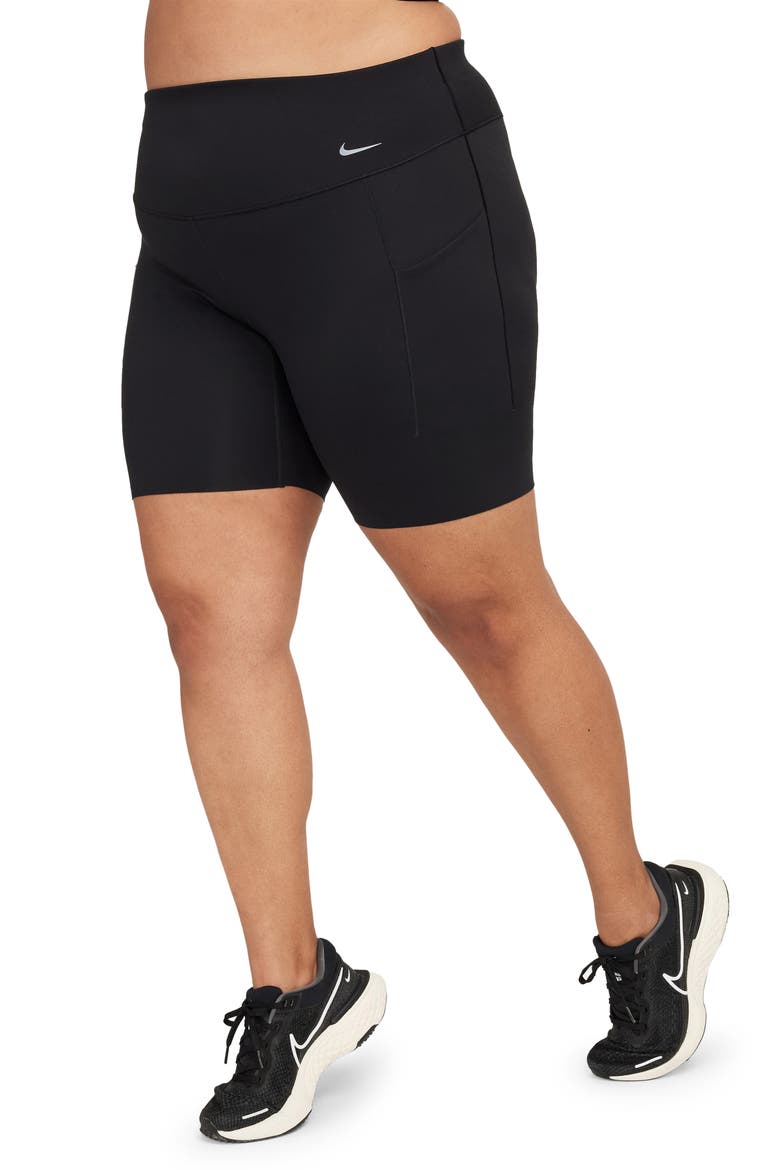 Dri-Fit Universa High Waist Bike Shorts, Main, color, BLACK/ BLACK