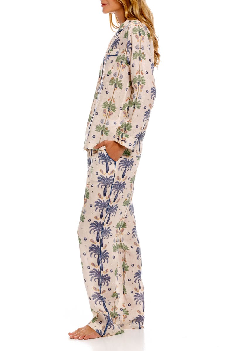 The Lazy Poet Emma Linen Pajamas, Alternate, color, White