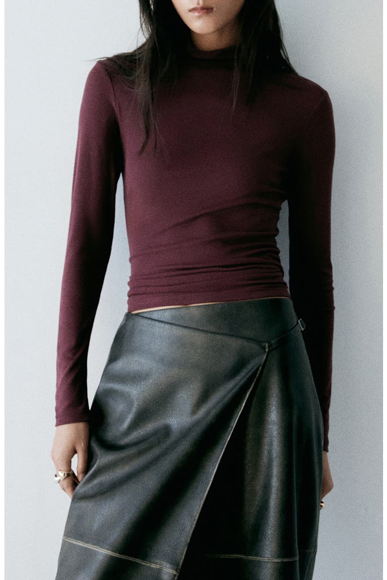 Mock Neck Long Sleeve Top, Main, color, BURGUNDY