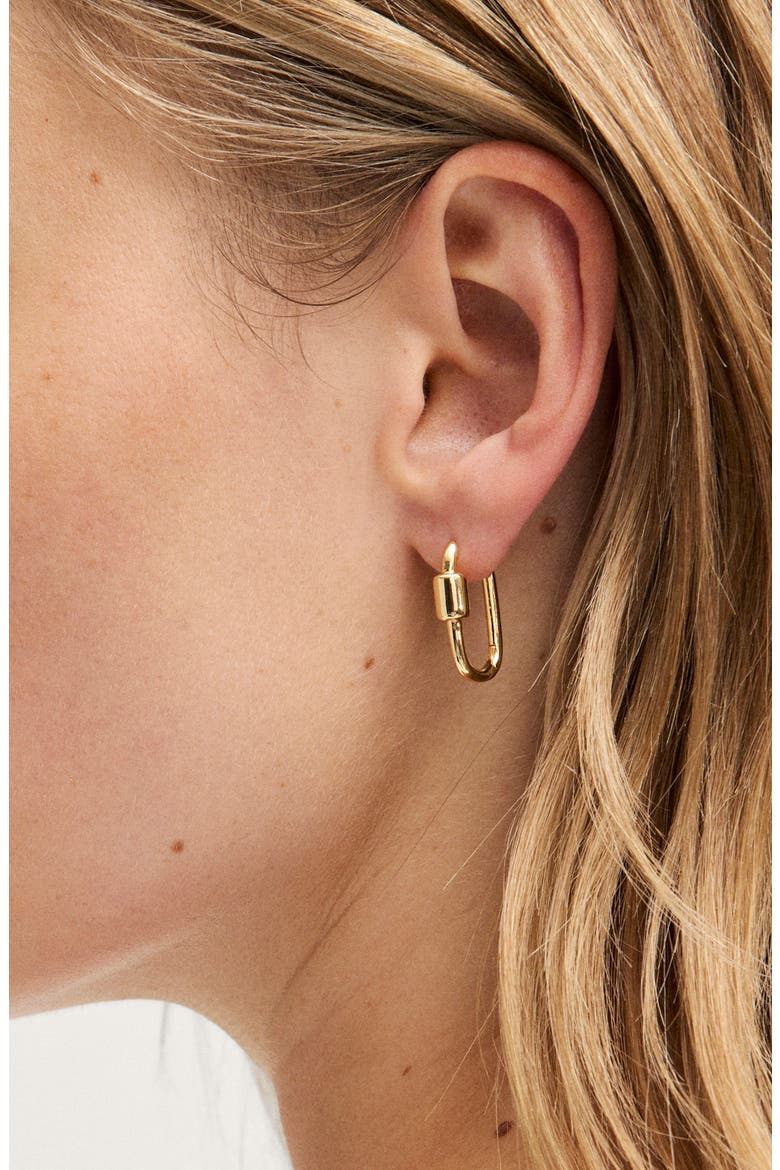 Carabiner Hoop Earrings, Alternate, color, WARM GOLD