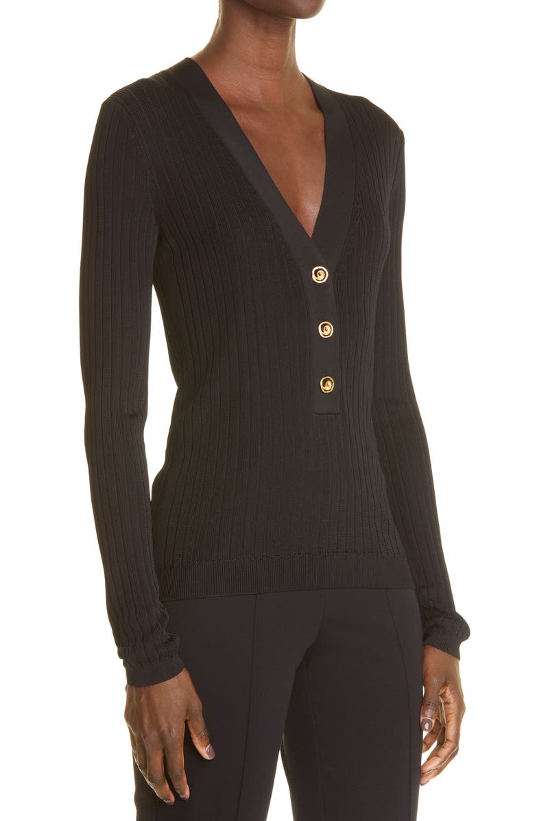 St. John Collection Rib V-Neck Sweater, Alternate, color, 