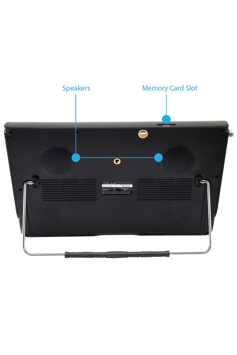 Lightweight Rechargeable Widescreen 12" LED Portable TV, Alternate, color, Black