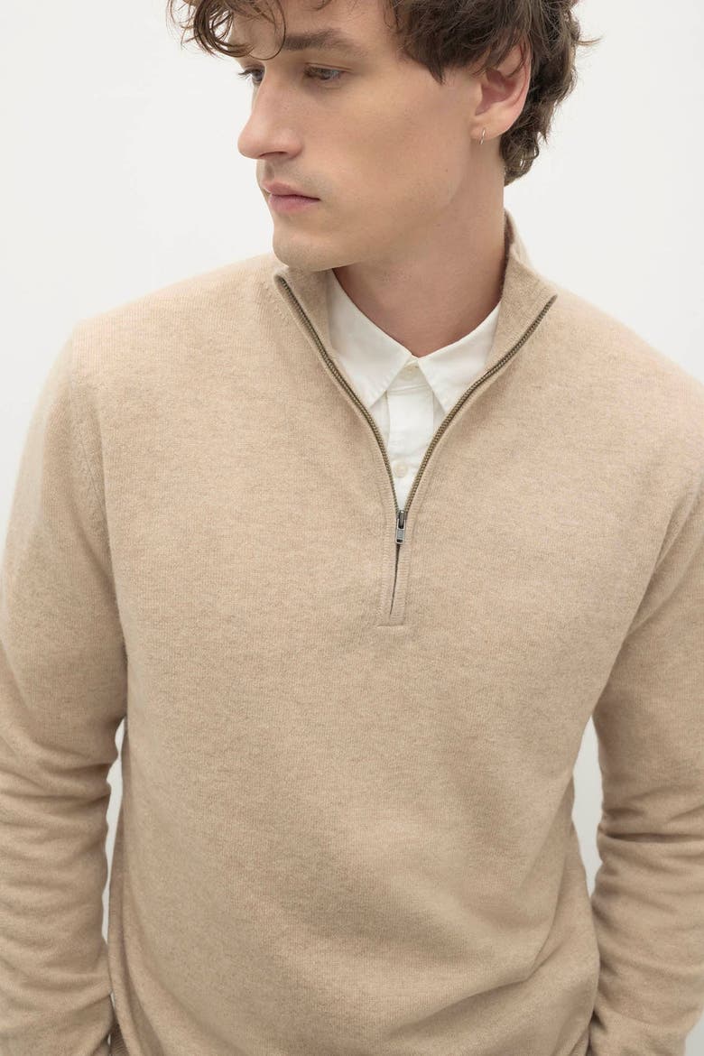 Phillip Cashmere Quarter-Zip, Alternate, color, Flax
