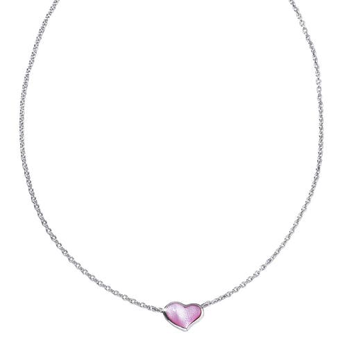 Jan Leslie Single Heart 18" Necklace Set In Sterling Silver In Pink
