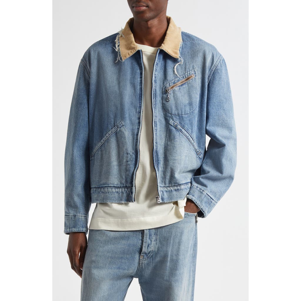 Maison Margiela Corduroy Collar Denim Sports Jacket in Light Blue  product
