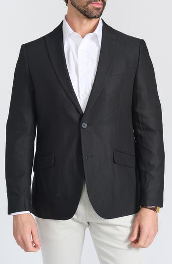 Slim Fit Peak Lapel Micro Check Blazer