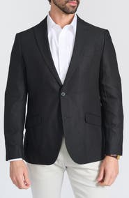 SAVILE ROW CO Slim Fit Peak Lapel Micro Check Blazer